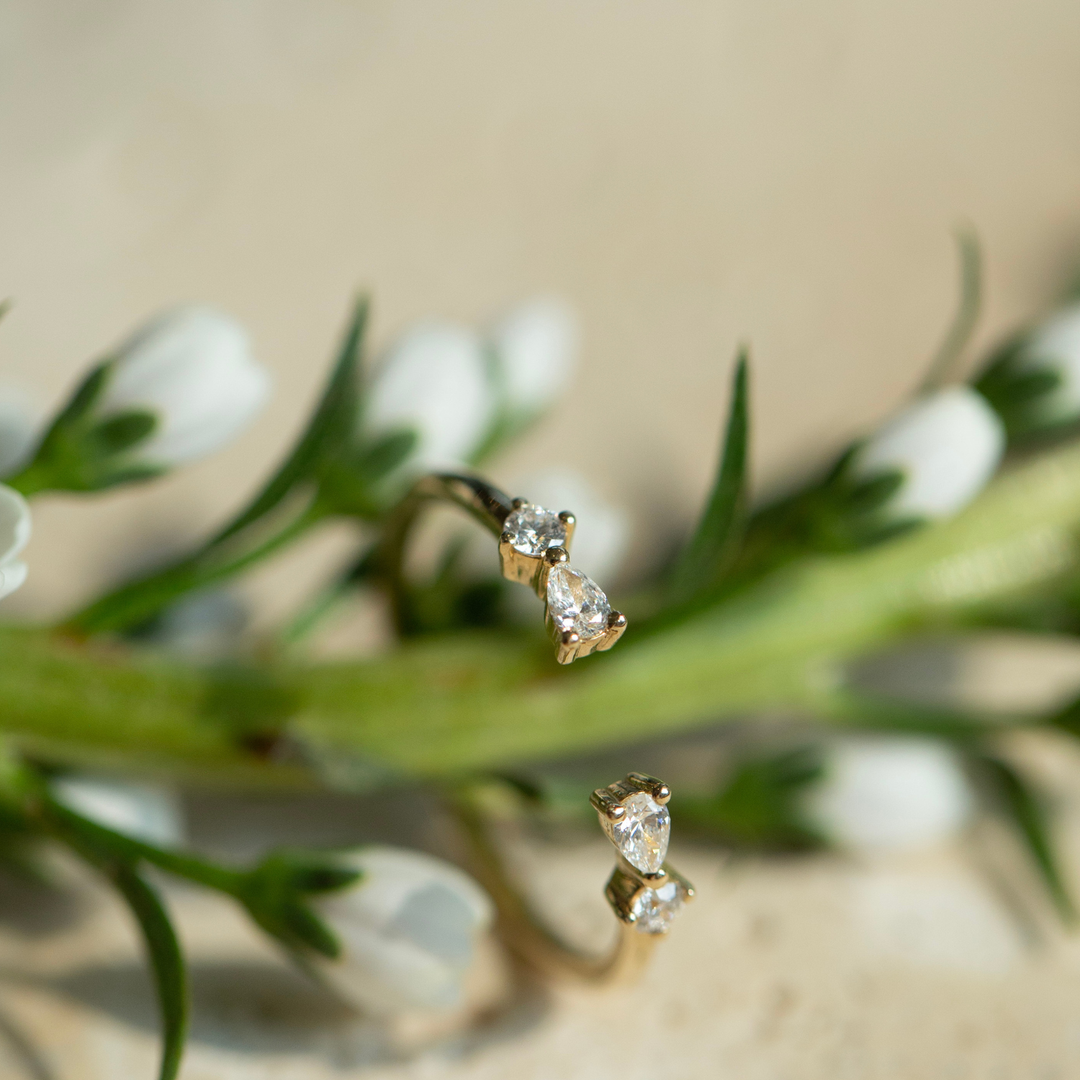 Pear Blossom Cuff Diamond Ring (Lab Grown) - Consider the Wldflwrs