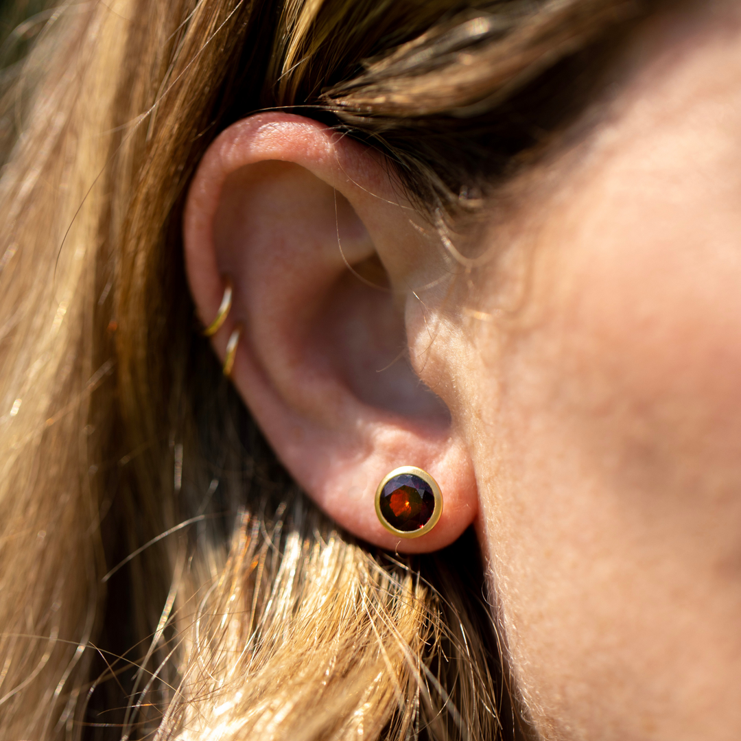 Garnet Matte Bezel Studs - Consider the Wldflwrs
