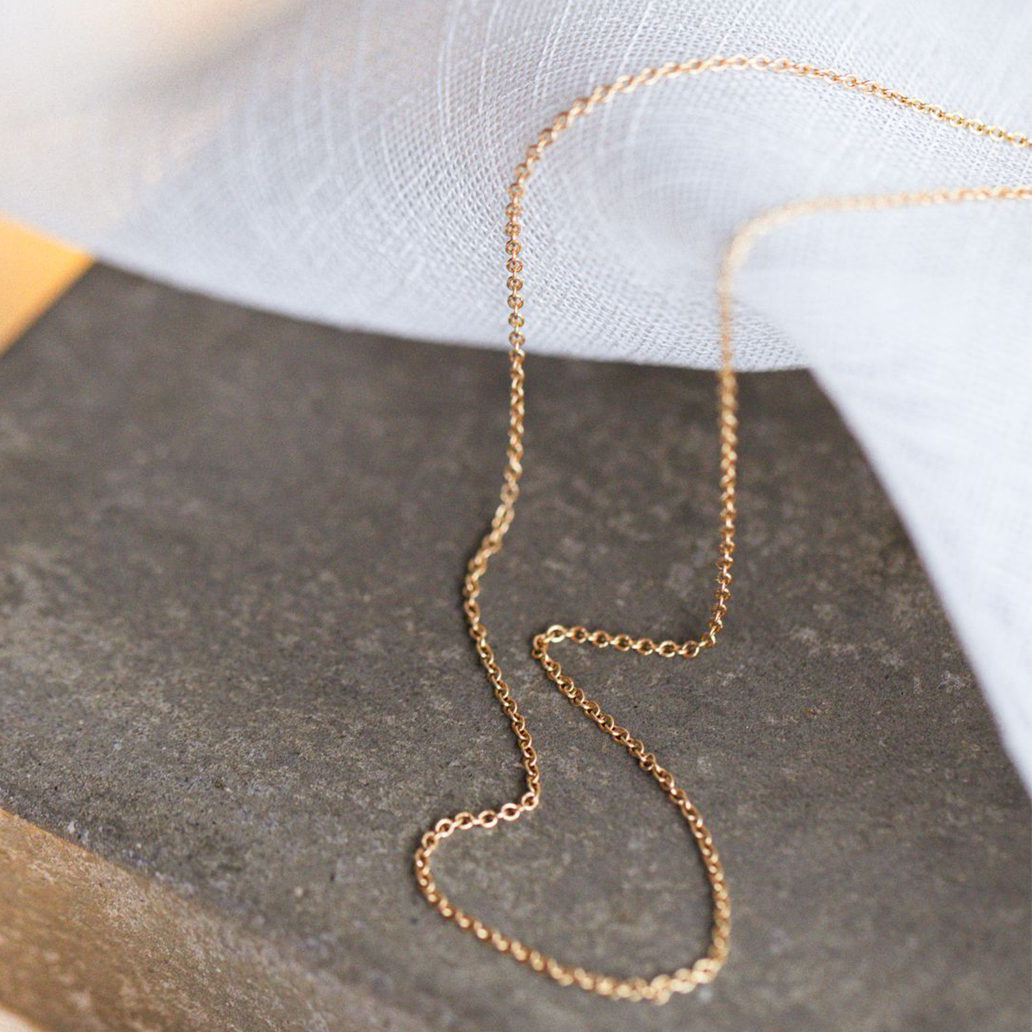 Faceted Gold Cable Chain Necklace | 1mm Faceted Gold Cable chain necklace
