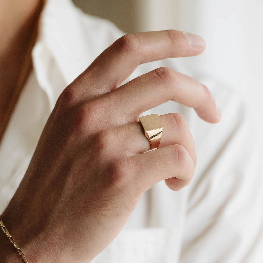 Die Struck Tall Square Signet Ring - Consider the Wldflwrs