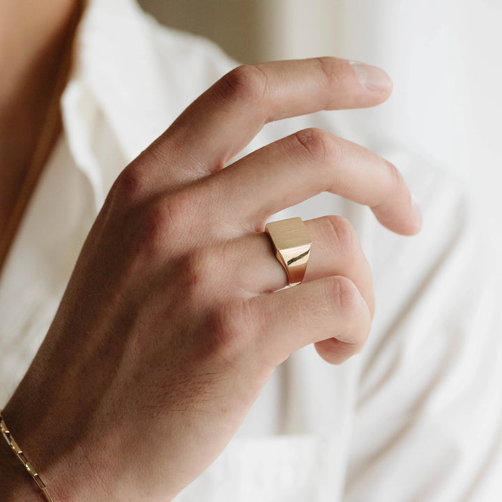 Die Struck Tall Square Signet Ring - Consider the Wldflwrs