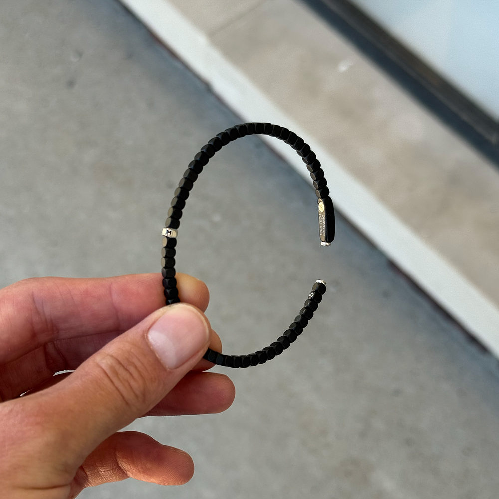 Dado Matte Black Ceramic Black Diamond Cuff - Consider the Wldflwrs