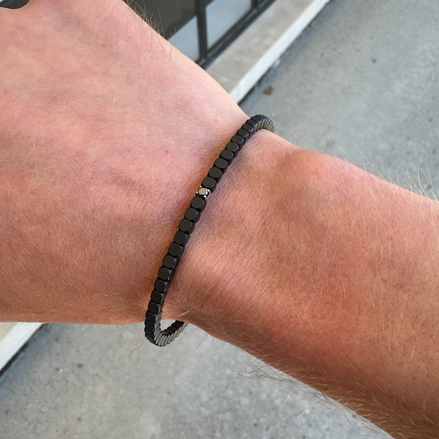 Dado Matte Black Ceramic Black Diamond Cuff - Consider the Wldflwrs