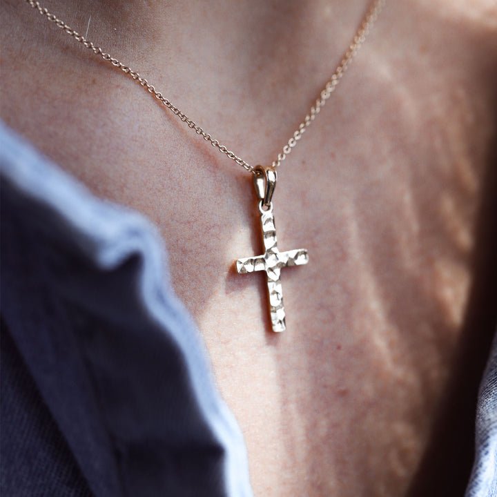 Large Hammered Cross Heritage Necklace - Consider the Wldflwrs