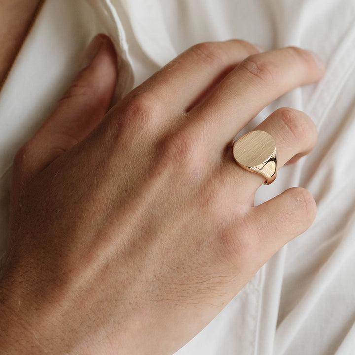 Die Struck Large Oval Signet Ring - Consider the Wldflwrs