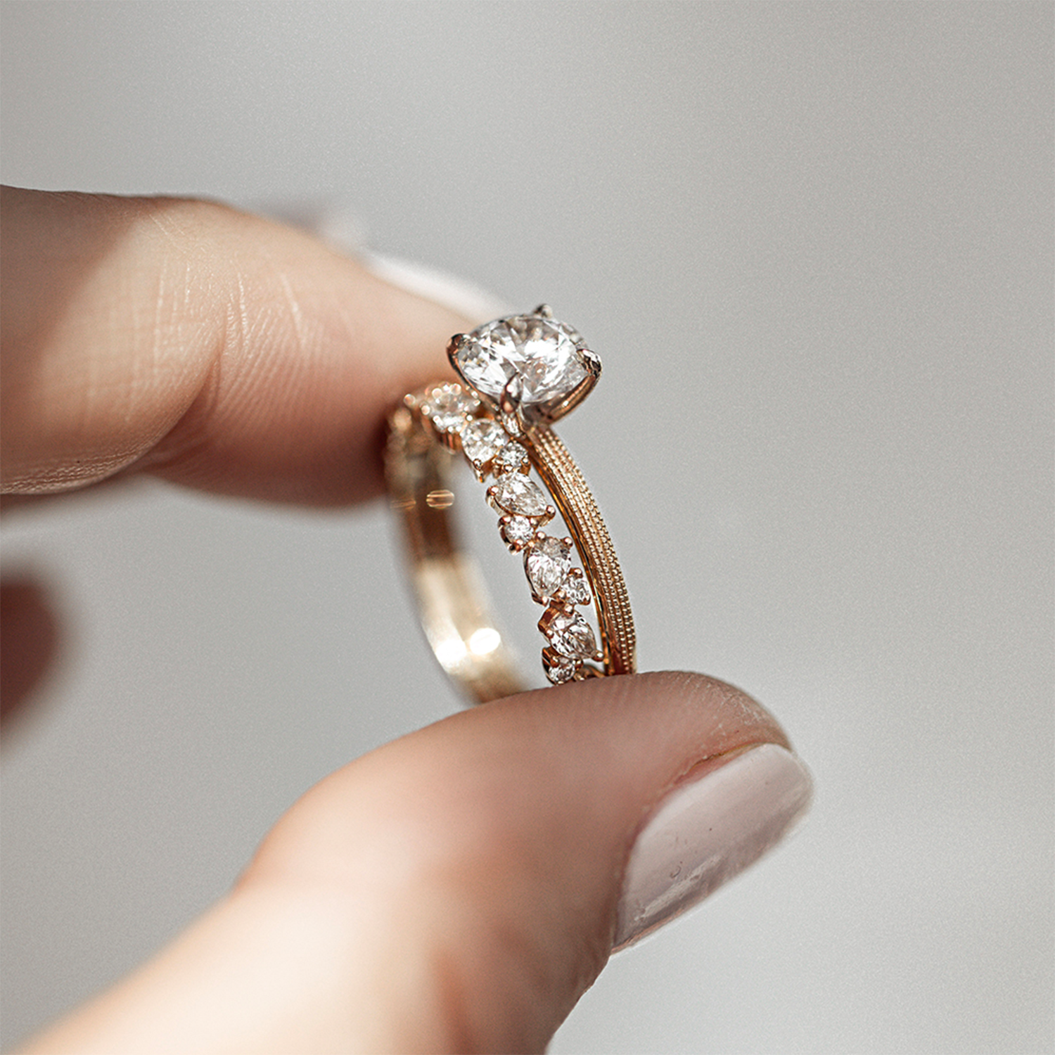 Pear diamond ring gold band deals