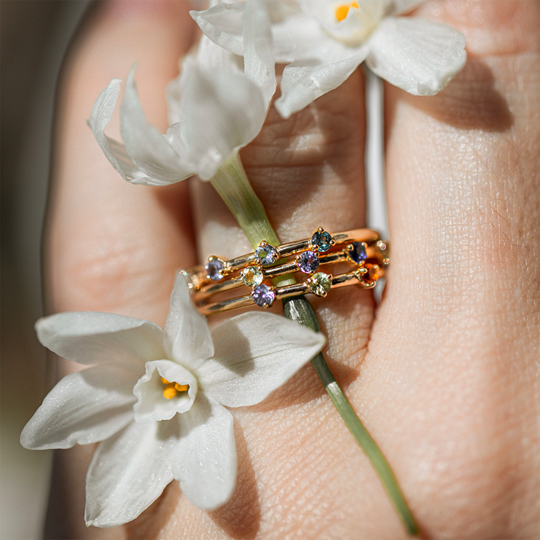 Stacker Birthstone Rings Three Birthstone Stacker | Rings | Consider the Wldflwrs – CTWF