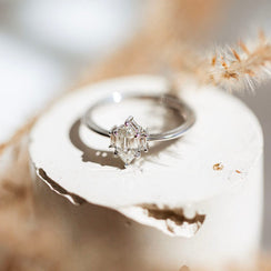 Earth-Mined Elongated Hexagon Holly Engagement Ring