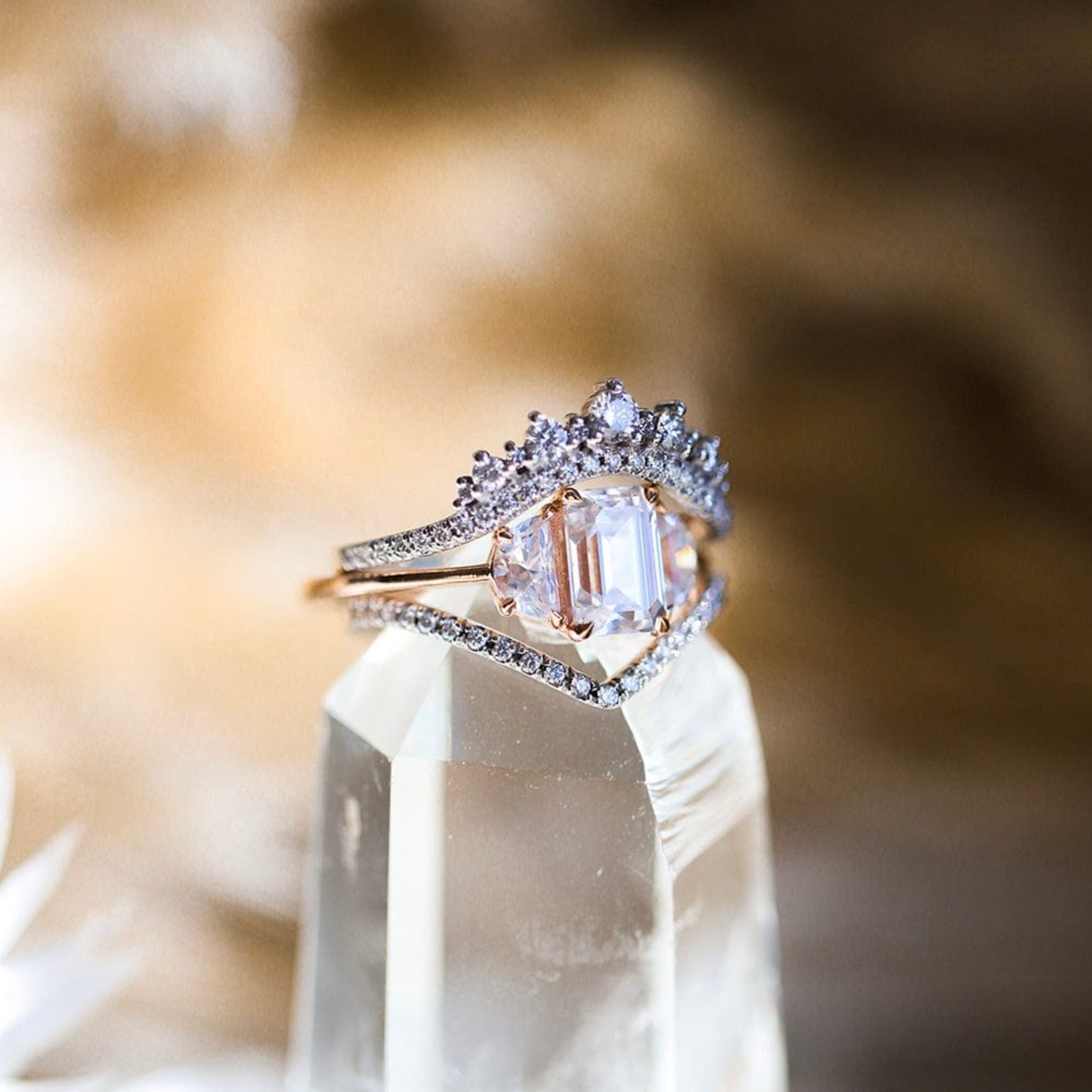 Varsha Engagement Ring (Earth Mined Side Diamonds) - Consider the Wldflwrs