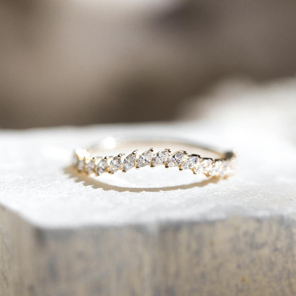 Arched Petite Domino Marquise Band (Earth Mined) - Consider the Wldflwrs